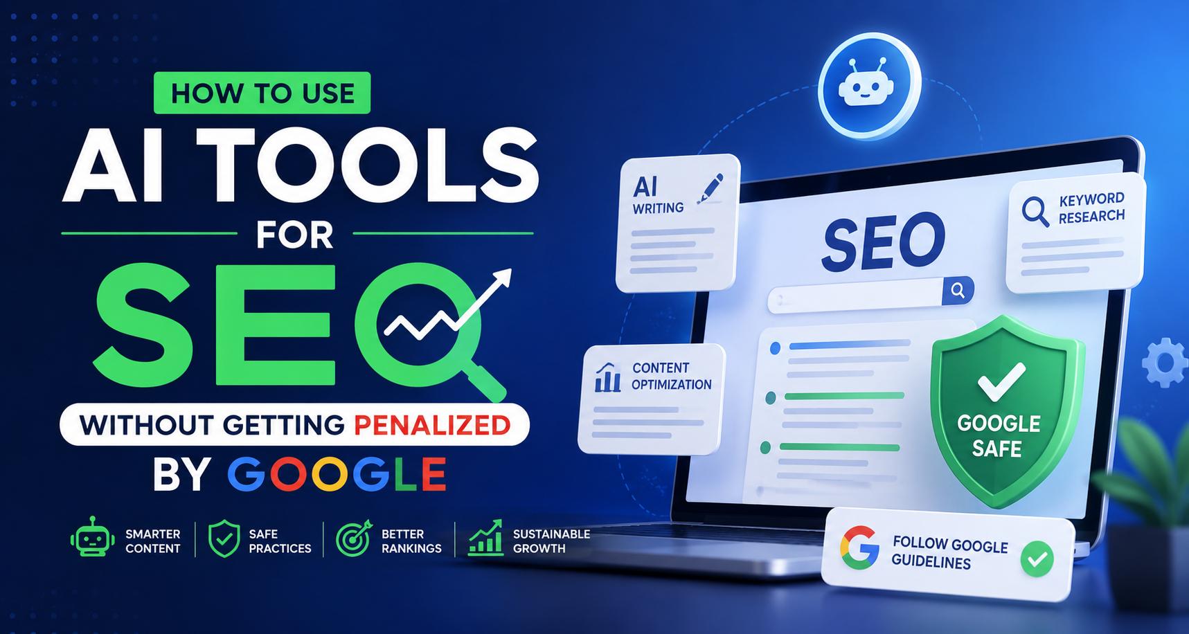 How to use AI tools for SEO without getting penalized by Google - Safe ranking strategies and framework