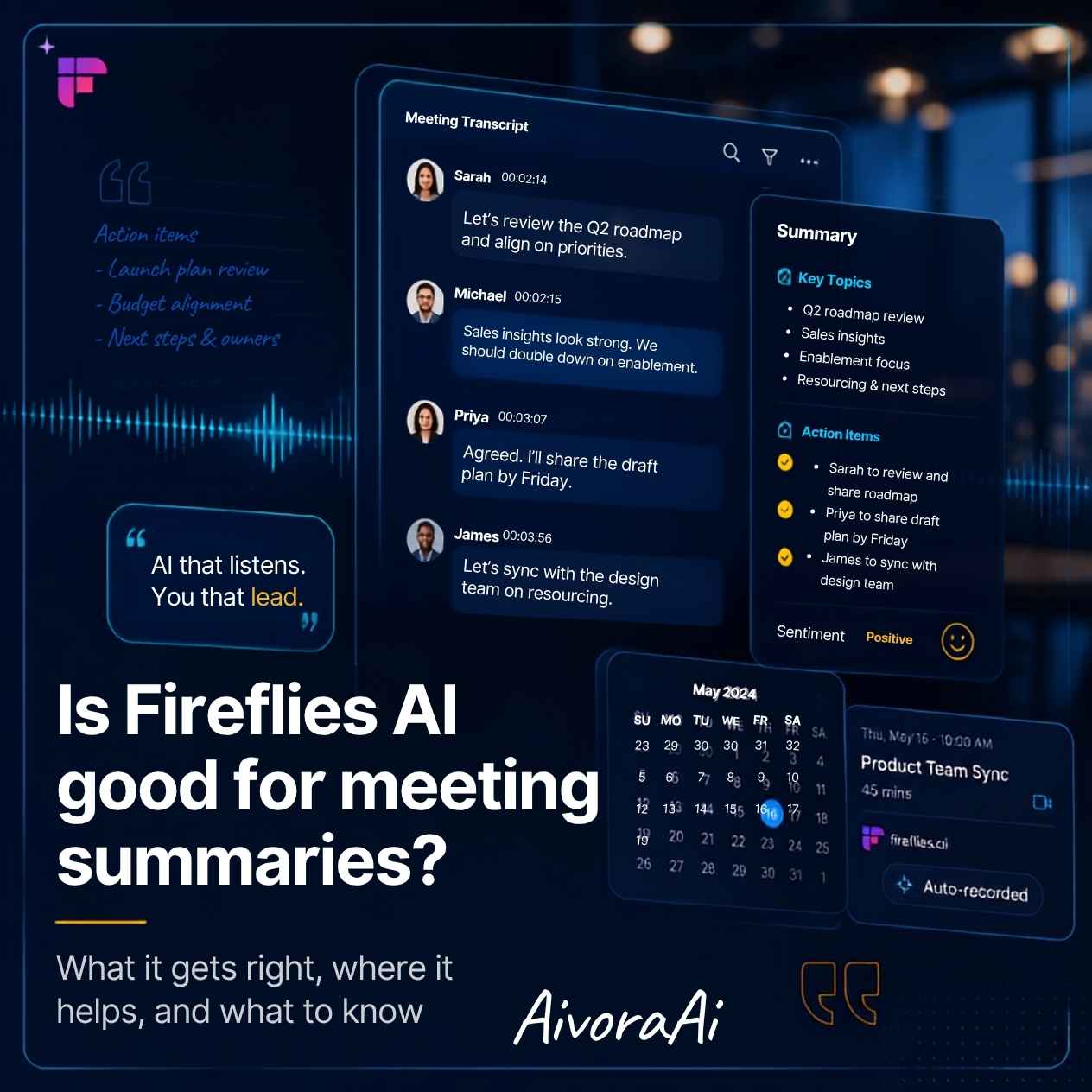 Is Fireflies AI good for meeting summaries showing the dashboard interface