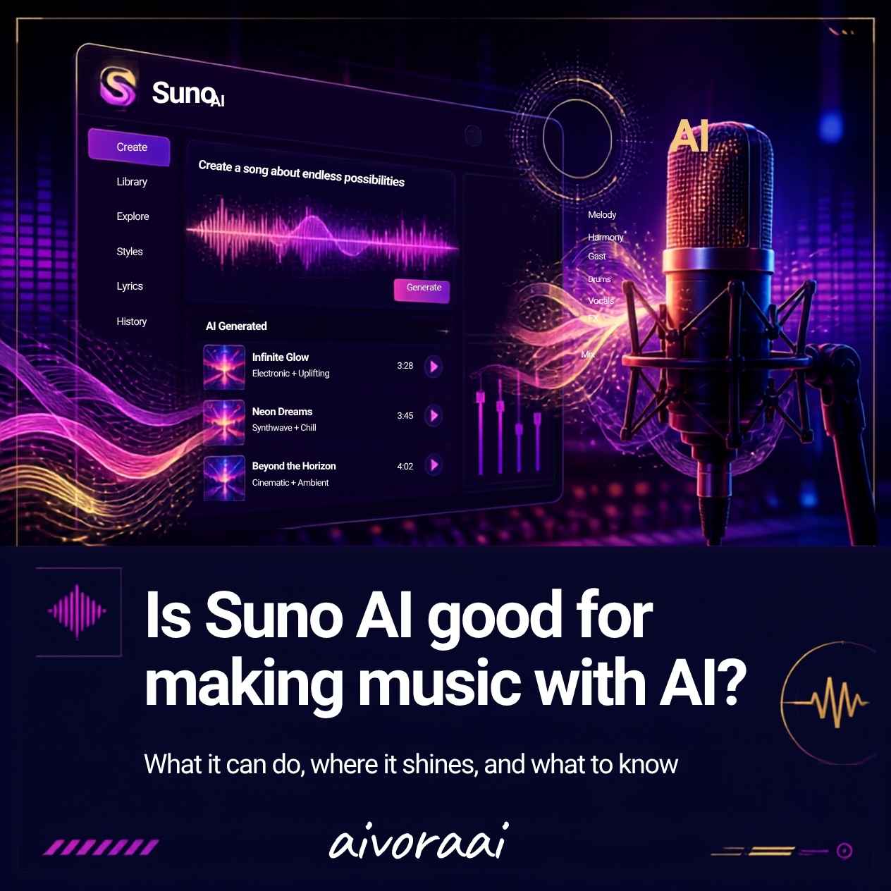 Is Suno AI good for making music with AI showing the generation interface