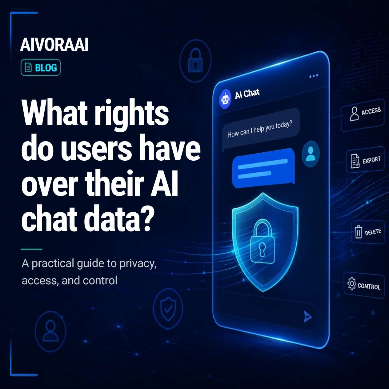 What rights do users have over their AI chat data showing a user reviewing privacy settings on a screen