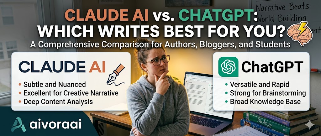 Claude AI vs ChatGPT writing comparison on laptop screen showing side by side text