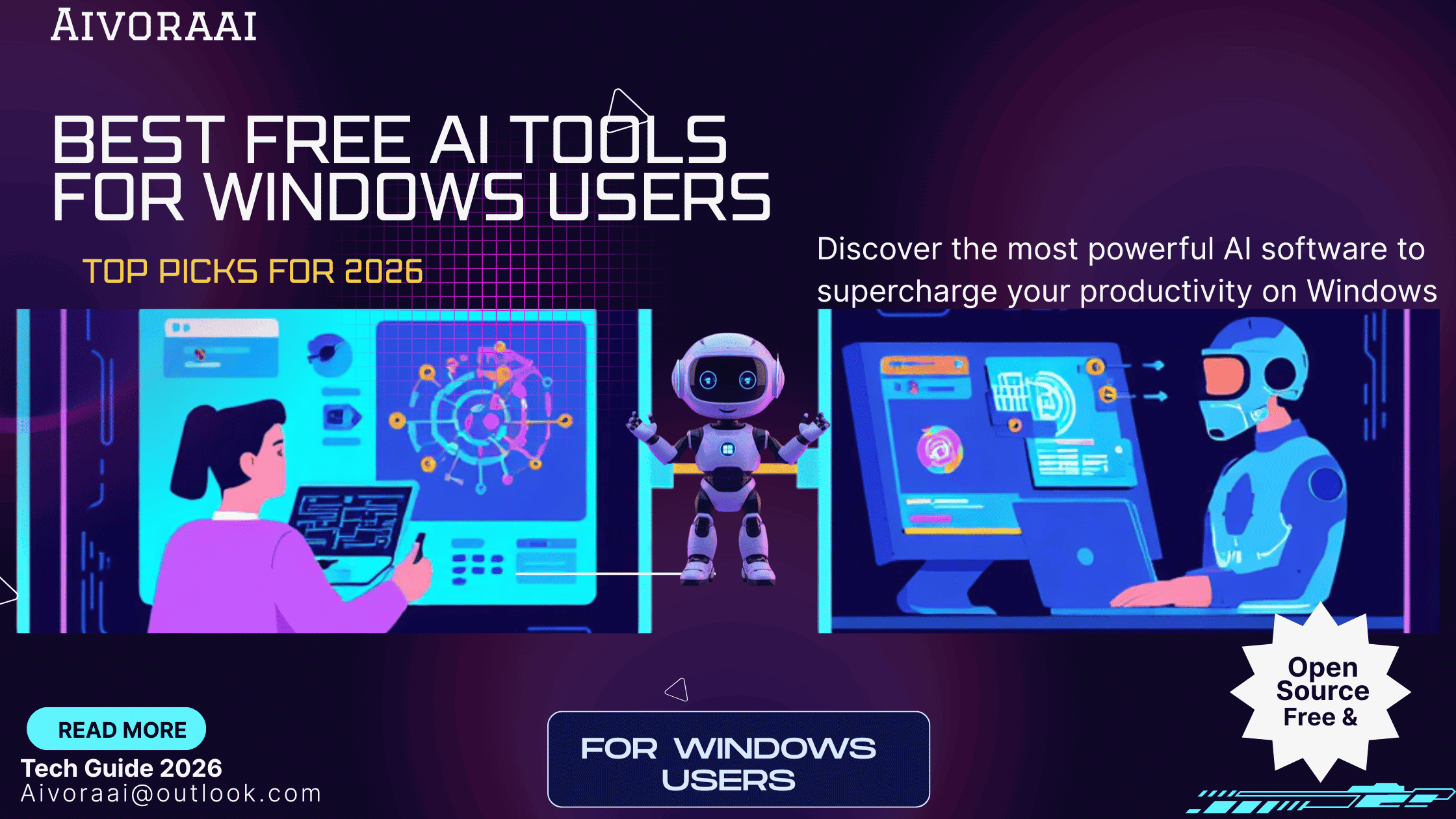 Best Free AI Tools for Windows - Desktop showing various AI applications and tools