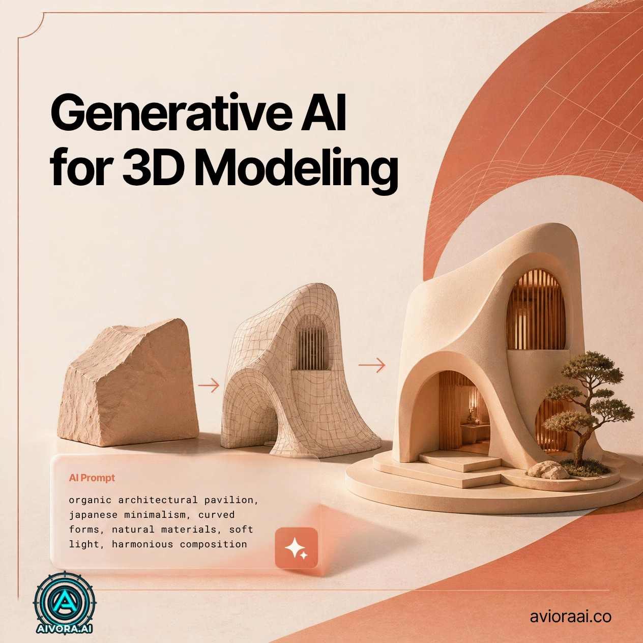 Generative AI for 3D modeling interface showing text-to-3D conversion