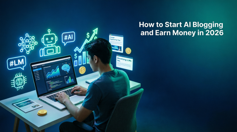 How to Start AI Blogging and Earn Money - Person working with AI tools